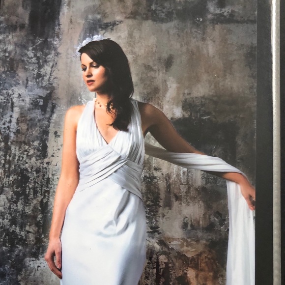 Draped ivory wedding dress silk and chiffon NWOT - Picture 7 of 8